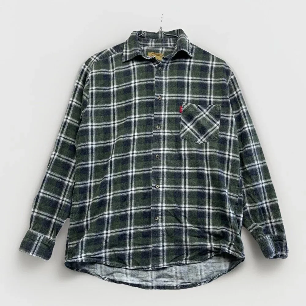 Ranch Gear Flannel Lumberjack Button Shirt Forest Green Western Men Sz M - Picture 1 of 13